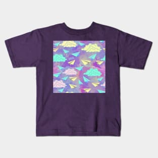 Paper planes colorful clouds design Kids T-Shirt